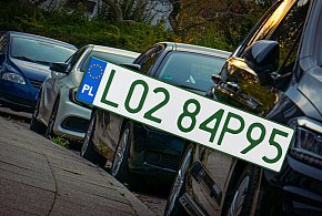 Tablice z zielonymi napisami na kolejnych autach. Nie chodzi o "elektryki"-13690