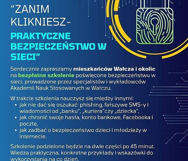 "Zanim klikniesz". Bezpłatne szkolenie dla mieszkańców Wałcza i okolic